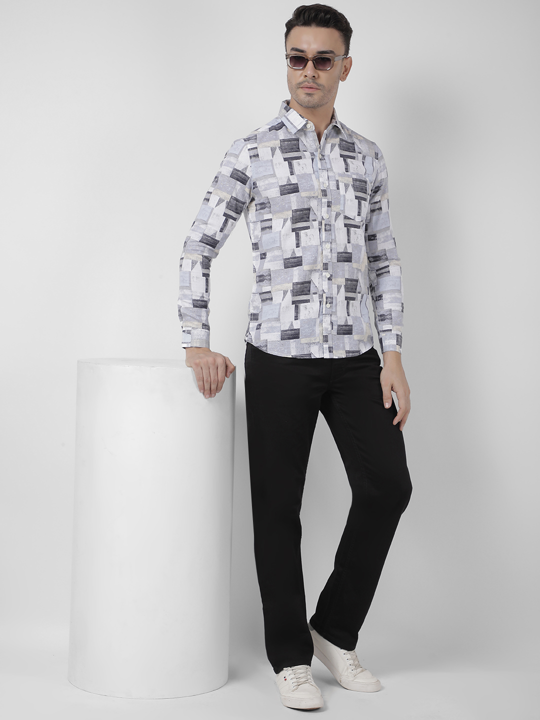 Numero Uno Men Abstract Blue Shirt